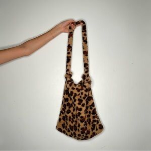 Leopard Print Faux Fur Tote Bag